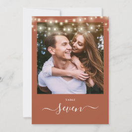 Invitación Terracotta String Lights Photo Table Number