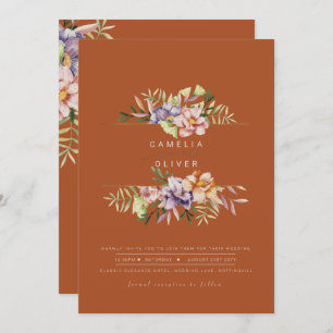 Invitación Terracotta Summer Floral Wedding Invitar código QR