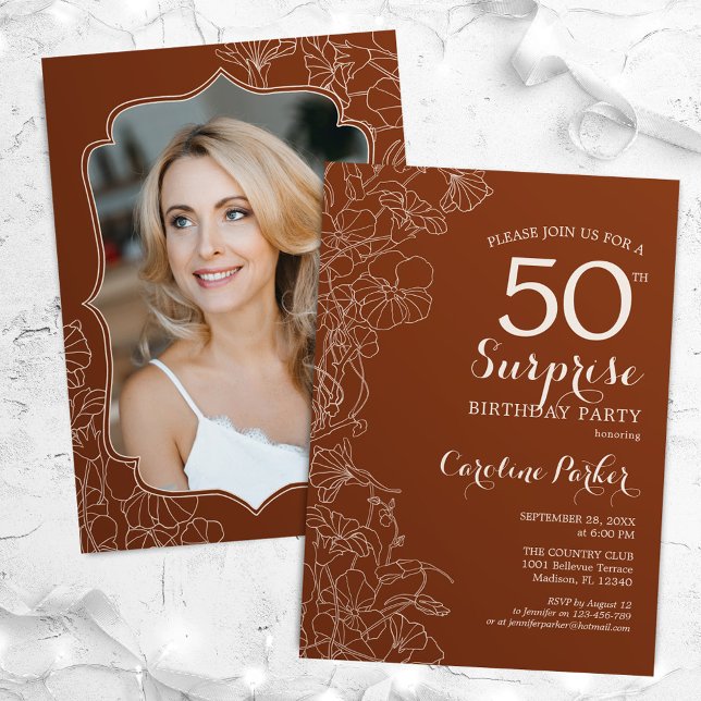 Invitación Terracotta Surprise Foto 50 cumpleaños (Subido por el creador)