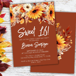 Invitación Terracotta Sweet 16 Birthday Fall Floral
