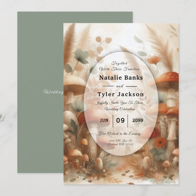 Invitación Terracotta Toadstool Woodland Magic Boda (Anverso / Reverso)