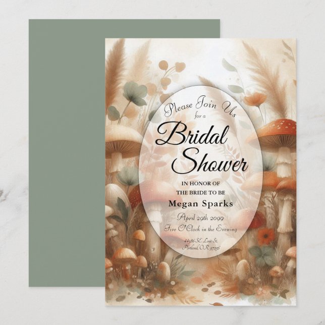 Invitación Terracotta Toadstool Woodland Magic Bridal Shower (Anverso / Reverso)