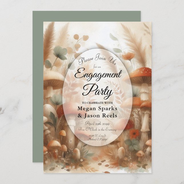 Invitación Terracotta Toadstool Woodland Magic Engagement  (Anverso / Reverso)