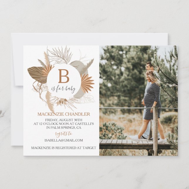 Invitación Terracotta Tropical Boho B es para bebé (Anverso)