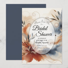 Invitación Terracotta Twilight and Navy Blooms Bridal Shower