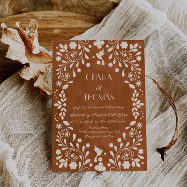 Invitación Terracotta Vintage Mexican Wedding Invitation (Subido por el creador)