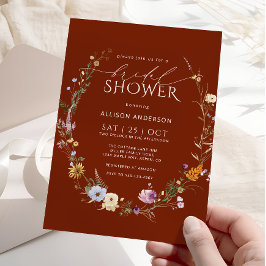 Invitación Terracotta Watercolor Flor silvestre Ducha de novi