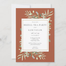 Invitación Terracotta Watercolor Greenery Bridal Tea Fiesta