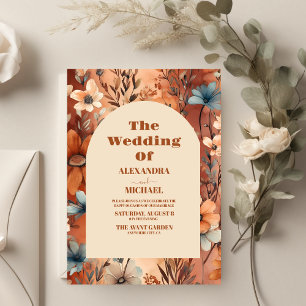 Invitación Terracotta Watercolor Wildflowers Boda