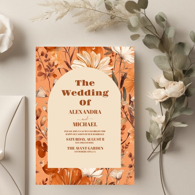 Invitación Terracotta Watercolor Wildflowers Boda (Subido por el creador)