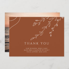 Invitación Terracotta Wedding Thank You Card with Photo
