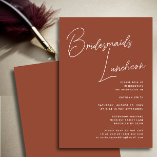 Invitación Terracotta Whimsical Script Bridesmaids Luncheon