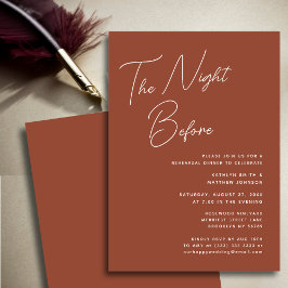 Invitación Terracotta Whimsical Script Moda La Noche Antes