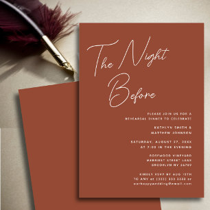 Invitación Terracotta Whimsical Script Moda La Noche Antes