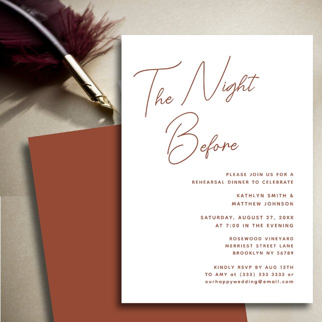 Invitación Terracotta Whimsical Script Moda La Noche Antes (Subido por el creador)