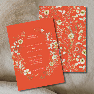 Invitación Terracotta White Flora Boho Boda de la Flora Silve