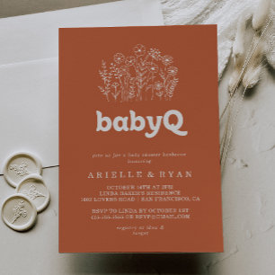 Invitación Terracotta Wildflower BabyQ Cumpleaños Barbecue