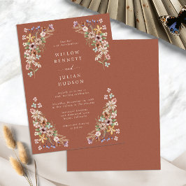 Invitación Terracotta Wildflower Boho Boda
