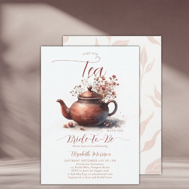 Invitación Terracotta Wildflowers Boho Moda Bridal Tea Shower (terracotta floral bridal shower tea invitation wildflowers watercolor elegant rustic earthy chic)