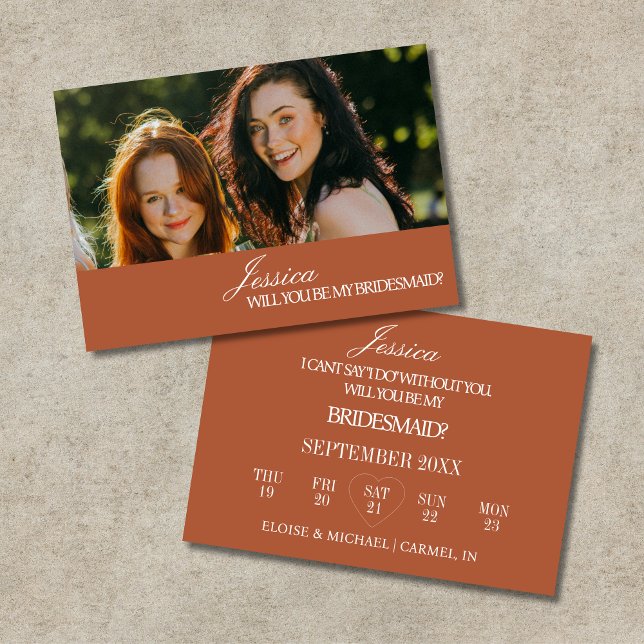Invitación Terracotta Will You Be My Bridesmaid Proposal Card (Terracotta Will You Be My Bridesmaid Proposal Card)