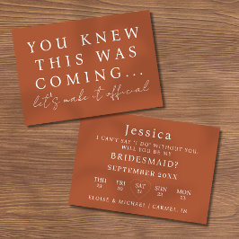 Invitación Terracotta Will You Be My Bridesmaid Proposal Card