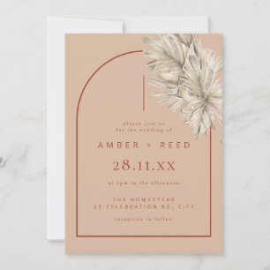 Invitación Terracotta y Boda de hojas de palma de arco modern