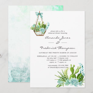 Invitación Terrario de Acuarela Suculentas Cena de Ensayo de