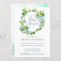 Terrario de cristal de agua suculenta Baby Shower