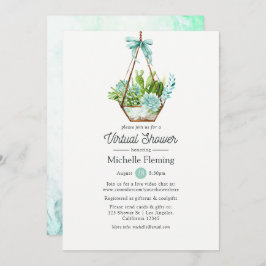 Invitación Terrario de cristal de menta bebé virtual o ducha 
