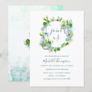 Invitación Terrario de vidrio acuático Suculento Ducha Bridal