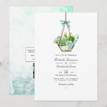 Terrario de vidrio suculentas código QR RSVP Boda