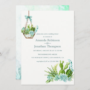 Invitación Terrario de vidrio Suculentas Ducha de bodas