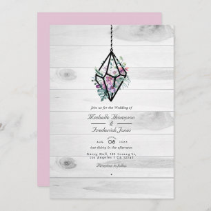 Invitación Terrario floral rústico QR Código Boda Jardín