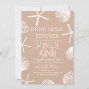 Invitación Terraza Neutral Seashells Beach Ensayo de boda Cen