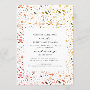 Invitación Terrazzo Boda virtual de transmisión en vivo