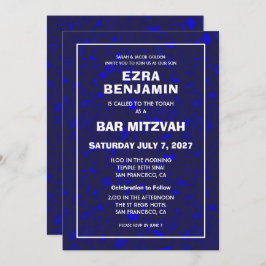 Invitación Terrazzo Mano Dibujó Bar Personalizado Bat Mitzvah