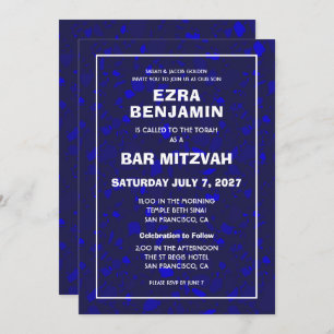 Invitación Terrazzo Mano Dibujó Bar Personalizado Bat Mitzvah