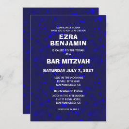 Invitación Terrazzo Mano Dibujó Bar Personalizado Bat Mitzvah