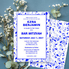 Invitación Terrazzo Mano Dibujó Bar Personalizado Bat Mitzvah