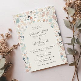 Invitación Terrazzo Pastel Colores Retro Arch Boda