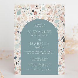 Invitación Terrazzo Pastel Turquoise Retro Arch Boda