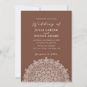 Invitación Terreno Retro Mexicano Florescente Mandala Boda