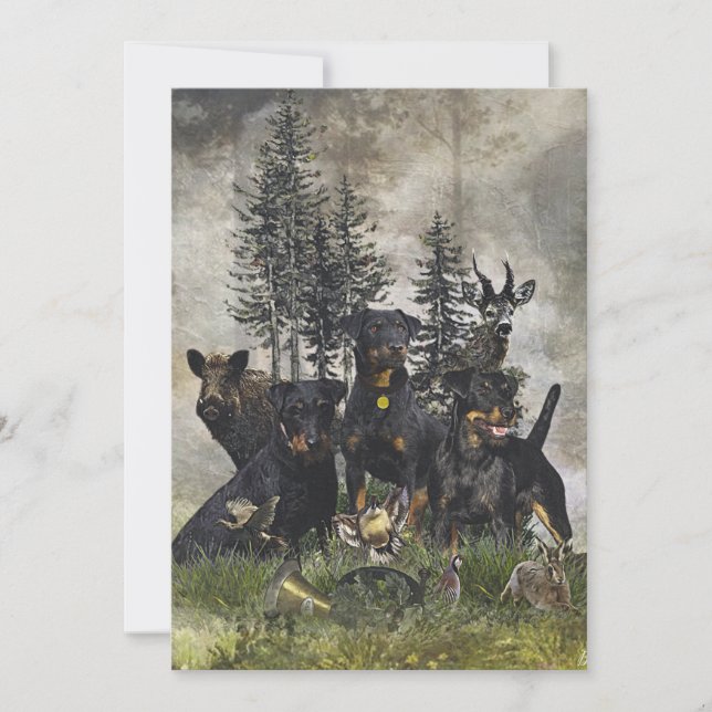 Invitación Terrier de caza alemán (Jagdterrier) (Anverso)