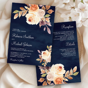 Invitación Terroso Polvoriento Floral de Melocotón Todo en Un