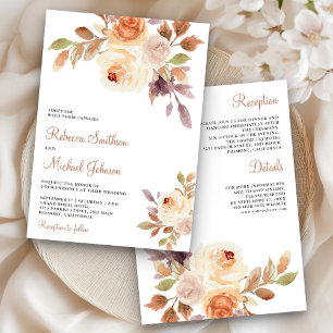 Invitación Terroso Polvoriento Floral de Melocotón Todo en Un