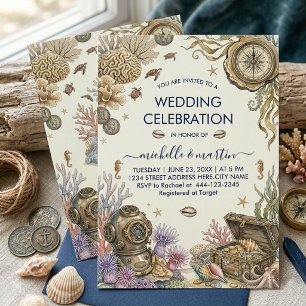Invitación Tesoro Náutico Océano Bajo el Mar Boda     
