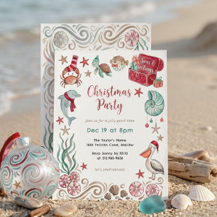Invitación Tesoro Oceánico Mares y Saludos Navidad Costera
