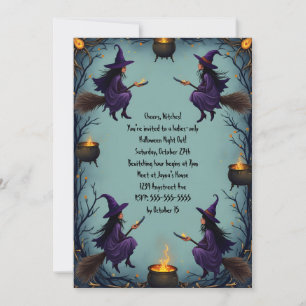 Invitación Testigos en cuartos con Halloween femenino de Caul