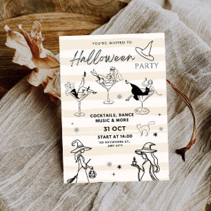 Invitación Testigos en Martini Glasses Halloween Party