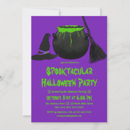 Invitación Testigos escalofriantes Cauldron Gorra Broom Hallo
